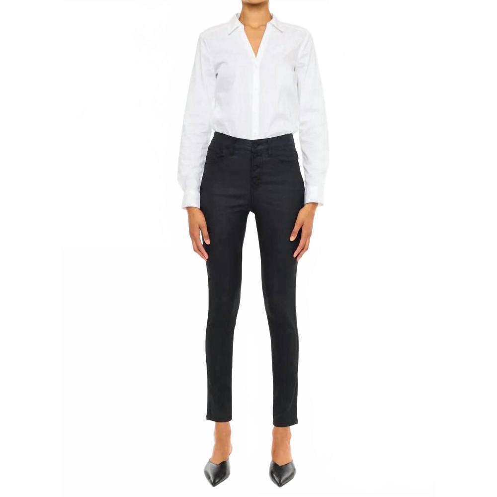 NEW KANCAN high rise faux leather jeans in black